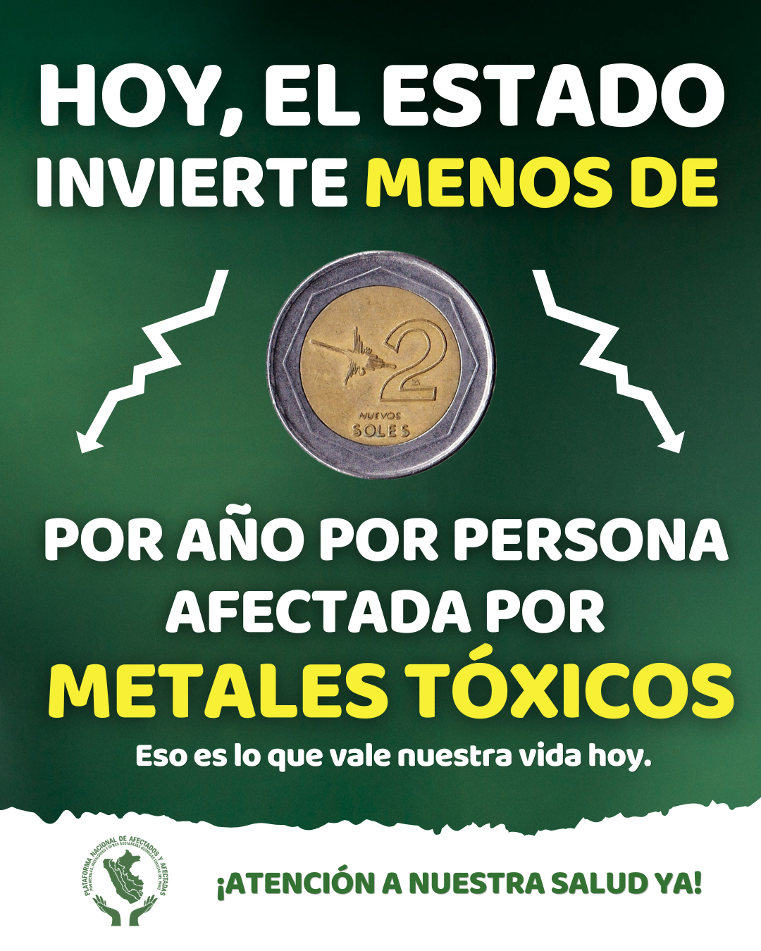 Hoy, el Estado invierte menos de 2 soles por año por persona afectada